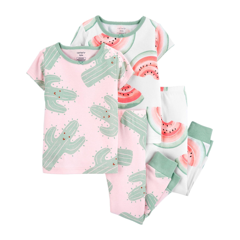 Carters Infant Girls 4-Pack Organic Cotton Catus-Melon Print PJs Set Multicolor 1N708110