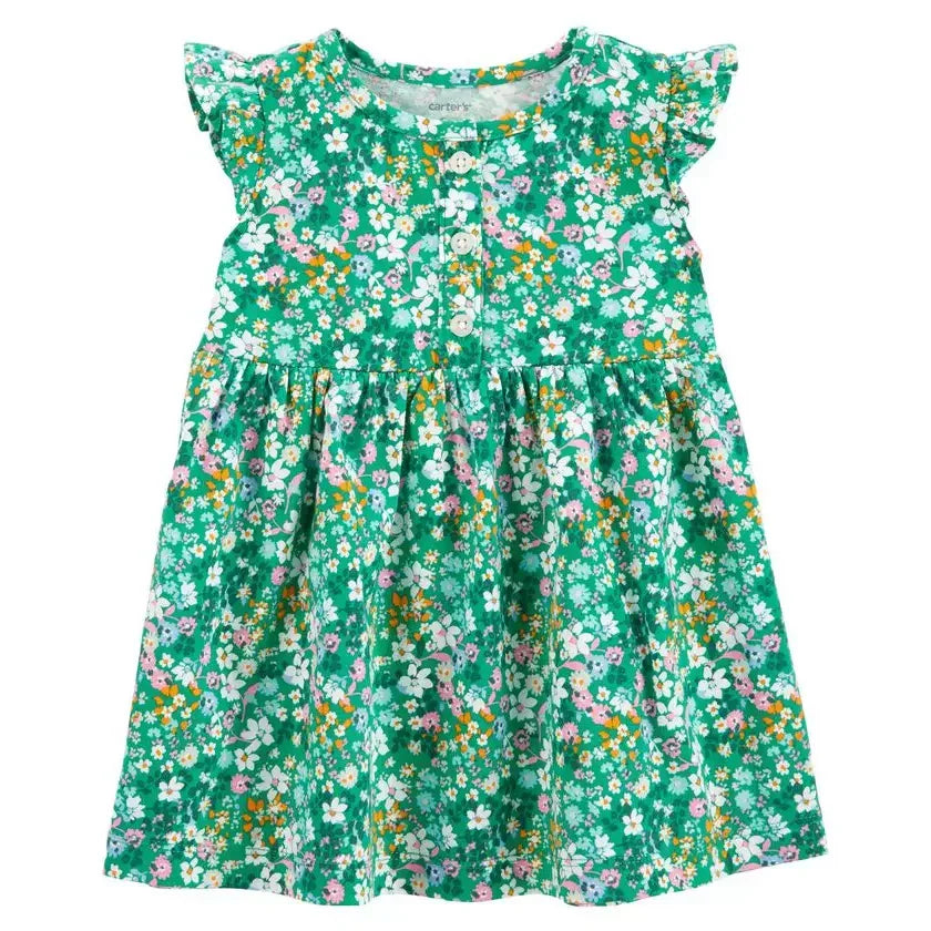 carters green floral dress Carter's girls floral short-sleeve dress 10 Green