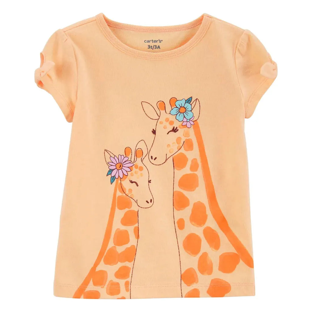 Carters Infant Girls Giraffe Jersey Tee Orange 1N112410