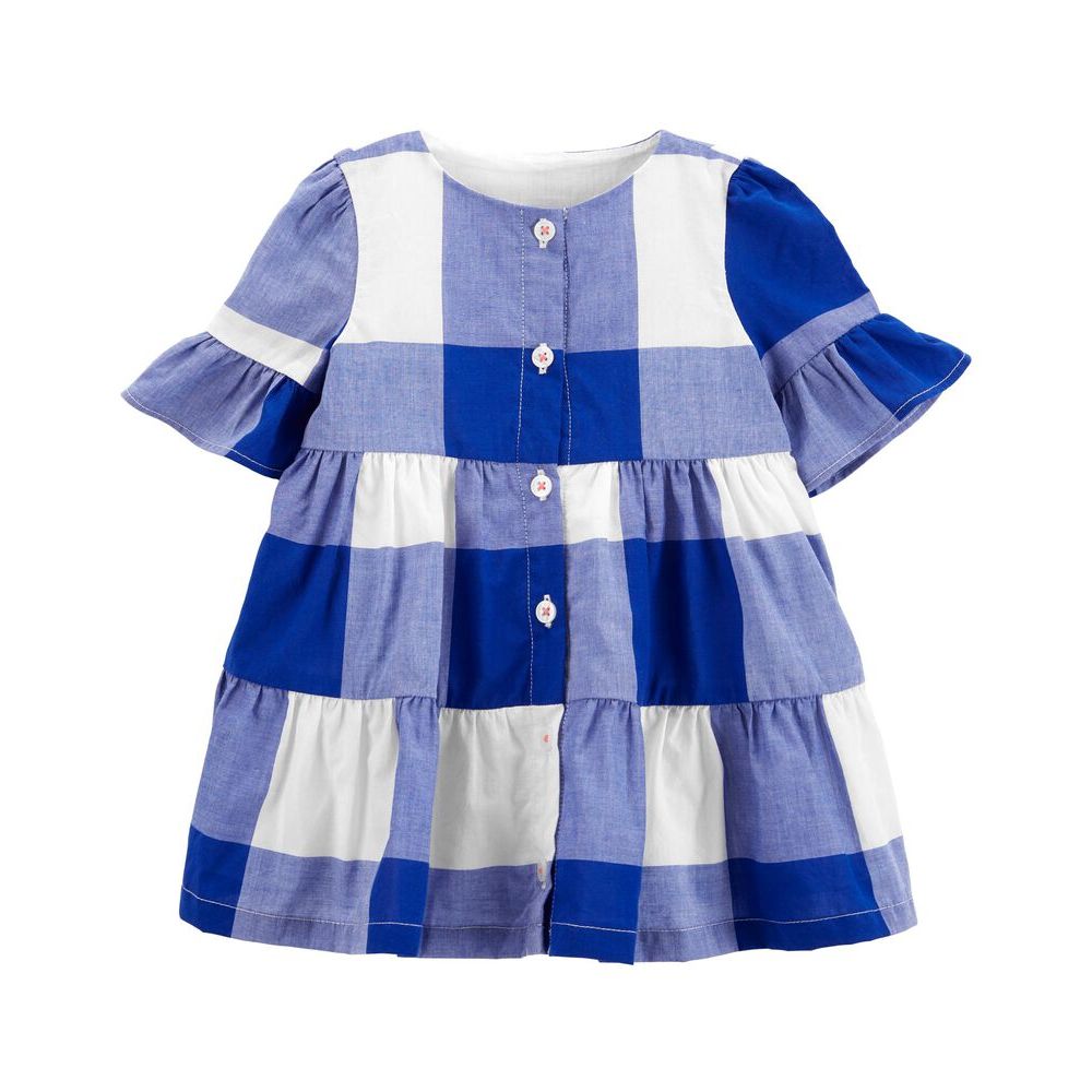 Carters Infant Girls Plaid Gingham Dress Blue/White 1N073610