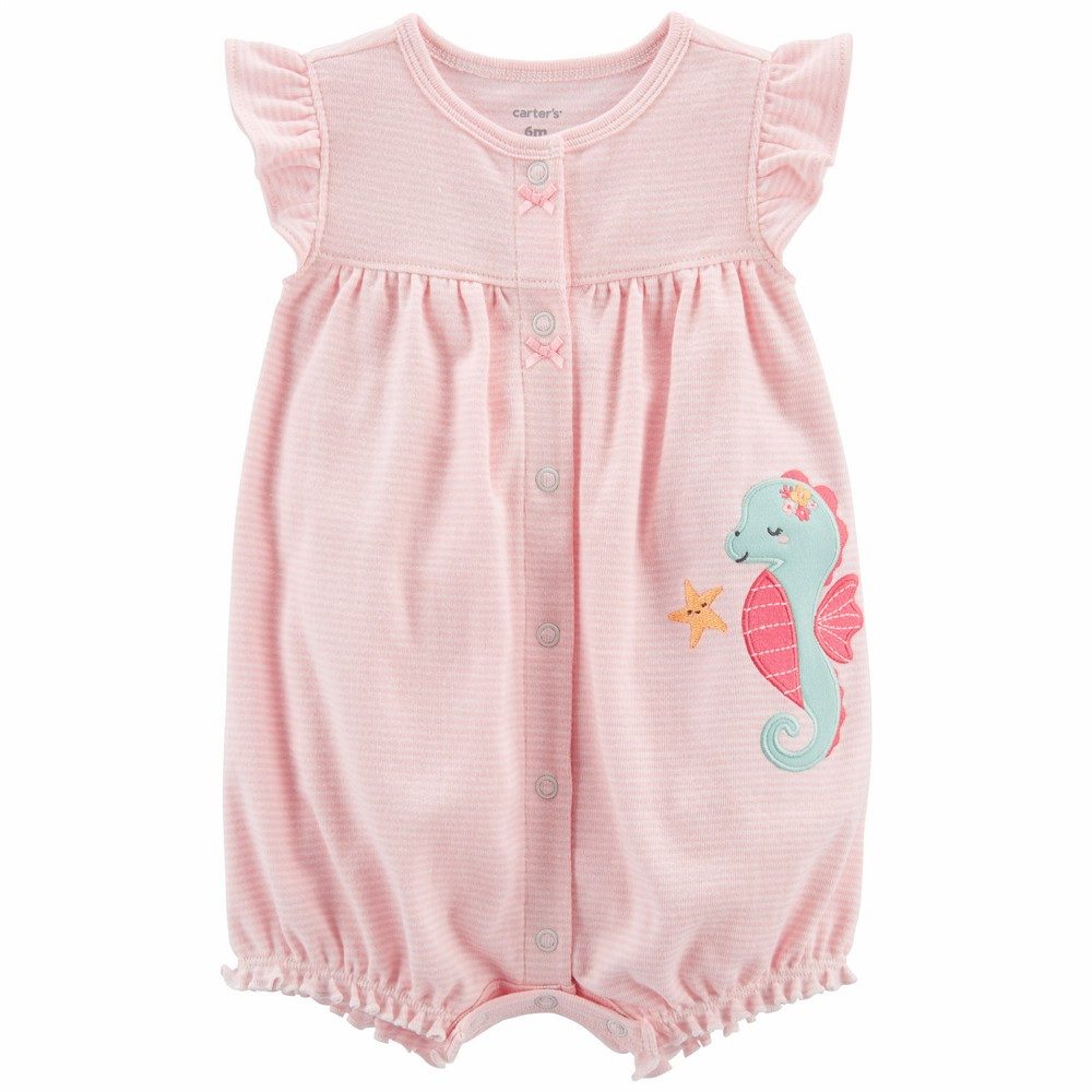 Carters Infant Girls Seahorse Snap-Up Romper Pink 1N056710