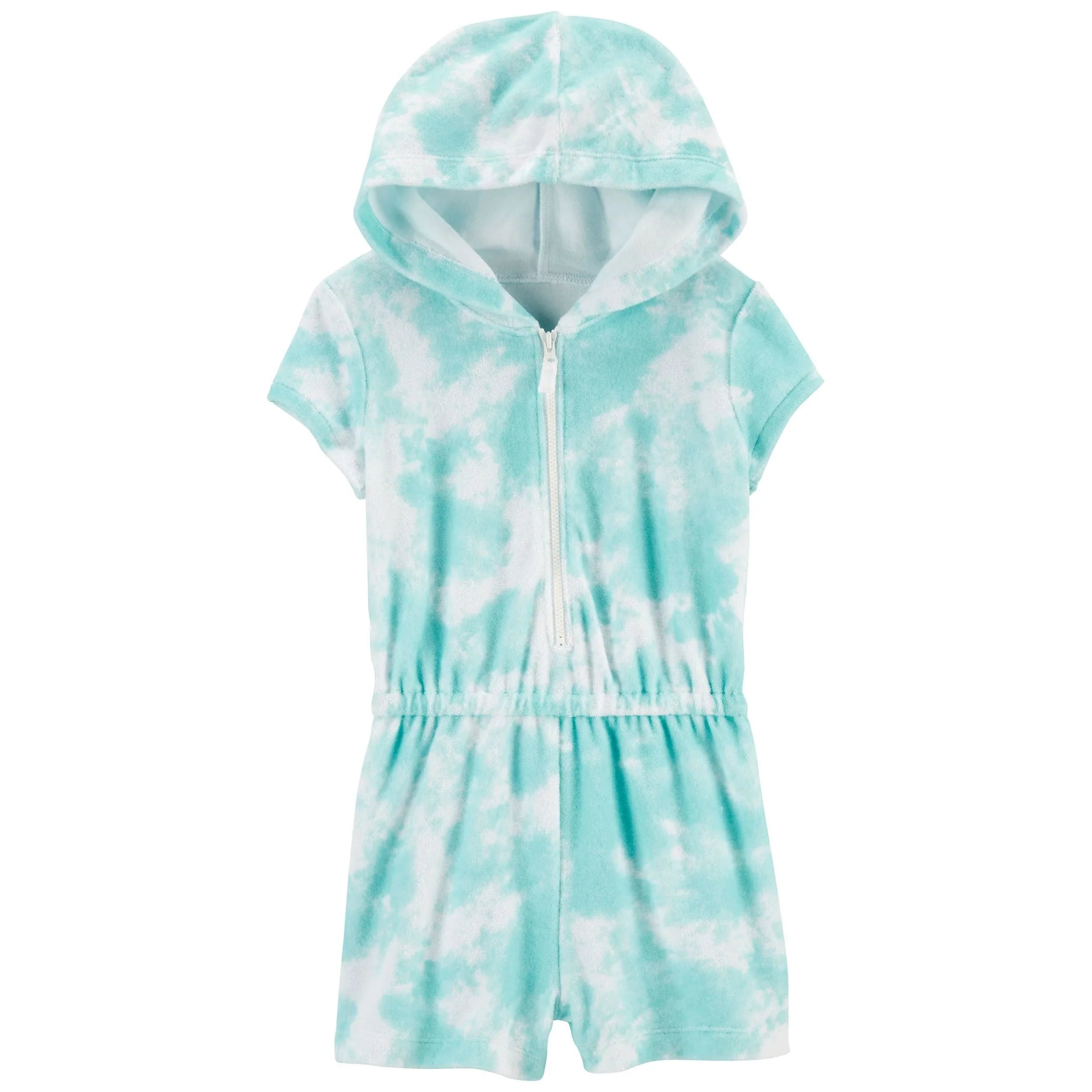 Carters Girls Tie-Dye Hooded Romper Blue/White 1N230610/2N230610/3N208510