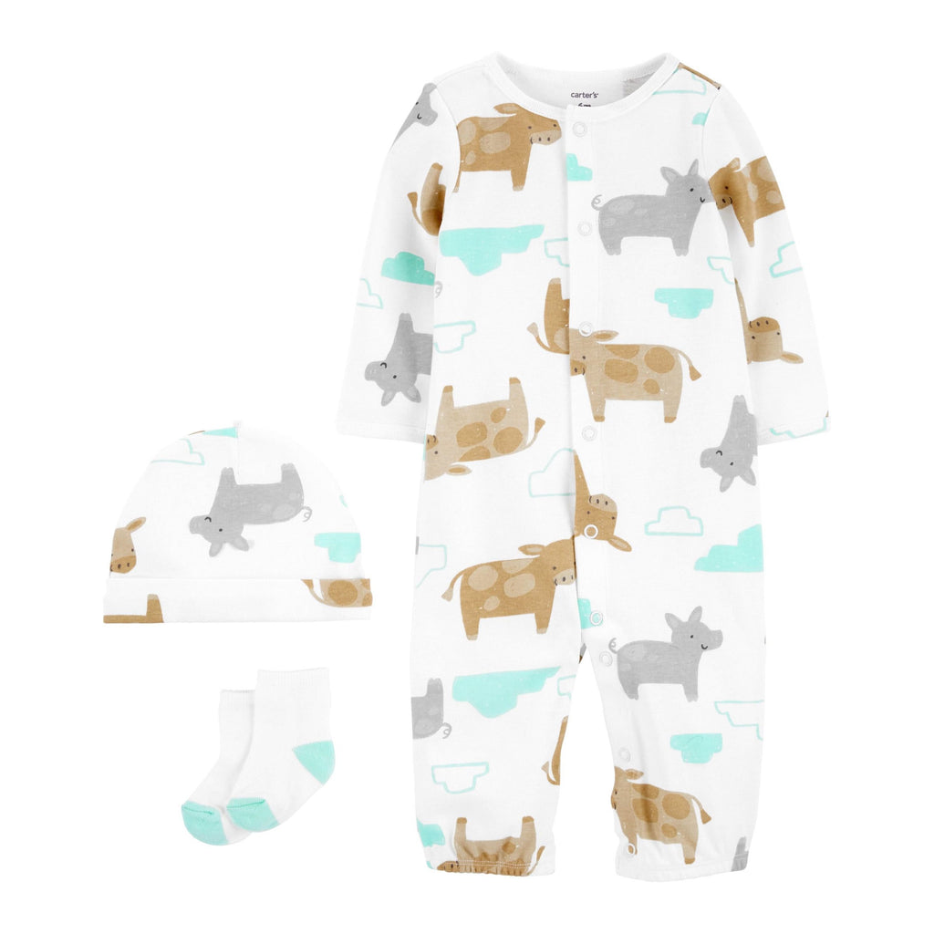 Carters Infants 3-Piece Take-Me-Home Converter Gown Jumpsuit Set White/Multicolor 1L775210