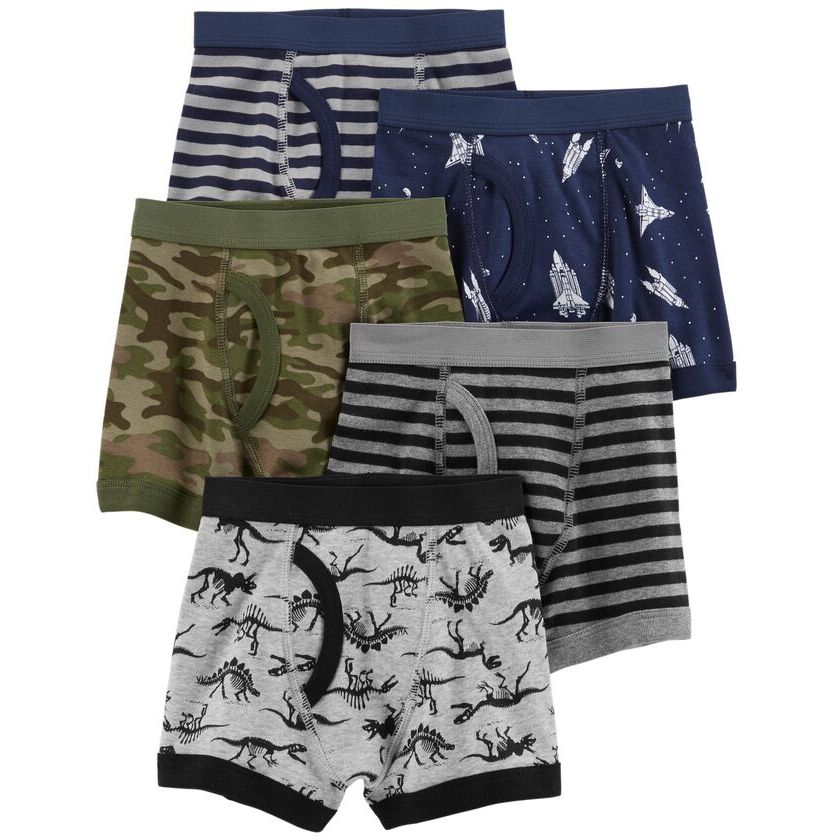 Carters Toddler Boys 5-Pack Printed & Striped Cotton Boxer Briefs Multicolor 3H739010