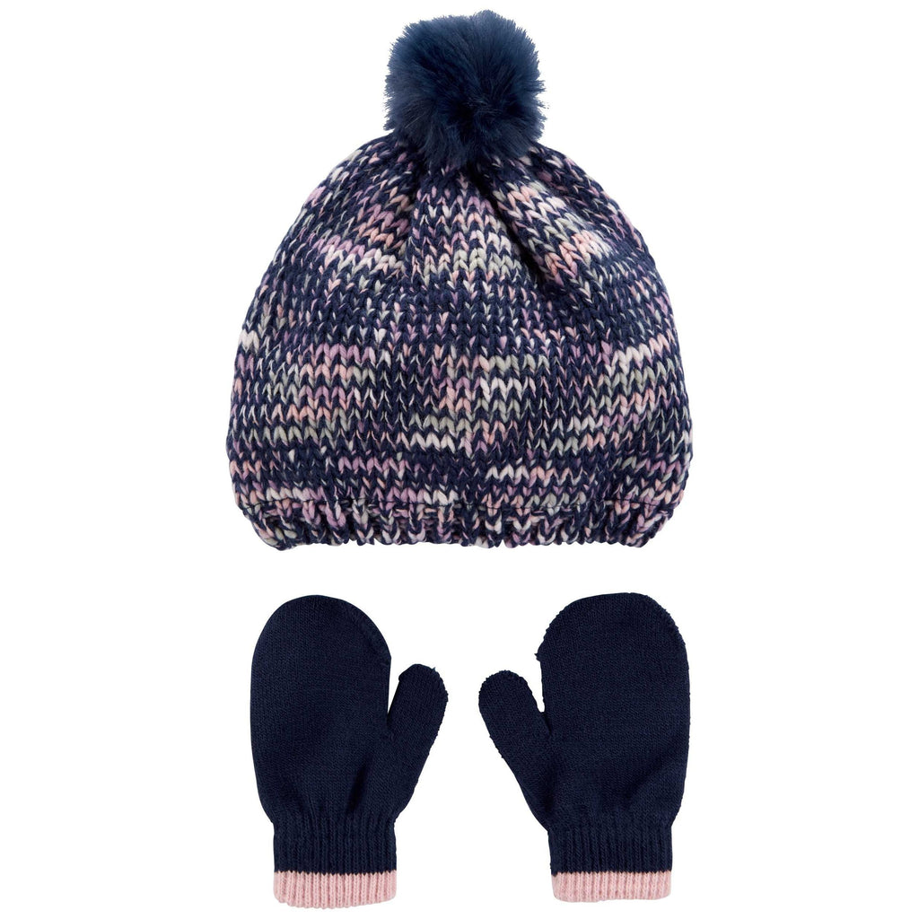 Carters Toddler Girls 2-Pack Printed Hat Mitten Set Navy Navy 2M121410