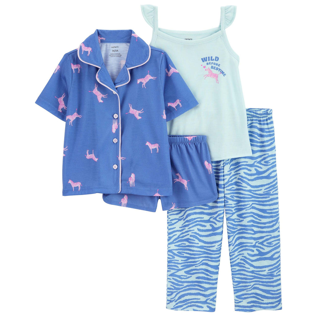 Carters Toddler Girls 4-Piece Zebra Loose Fit PJs Set Multicolor 2N709310