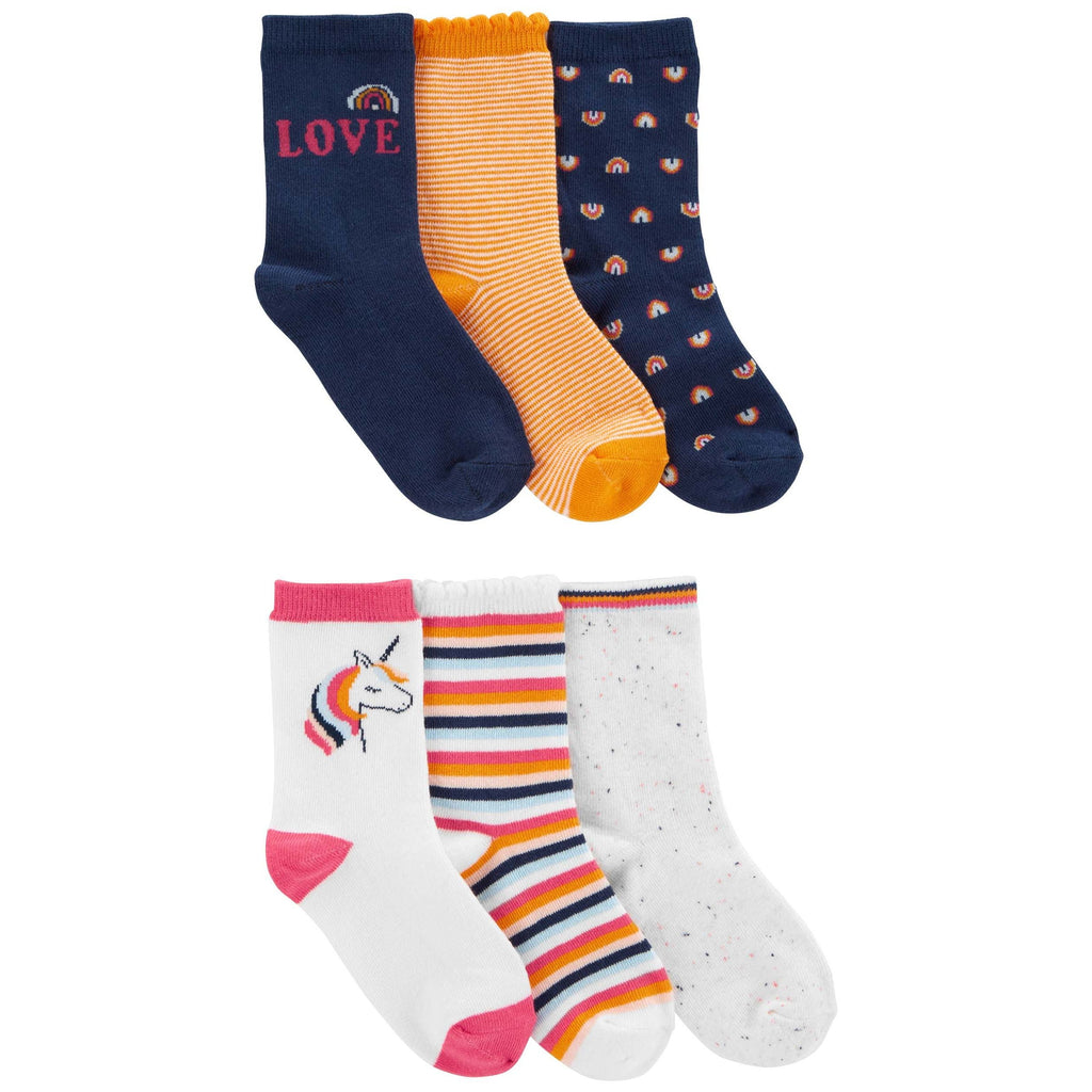 Carters Toddler Girls 6-Pack Striped & Printed Socks Set Multicolor 2N111310