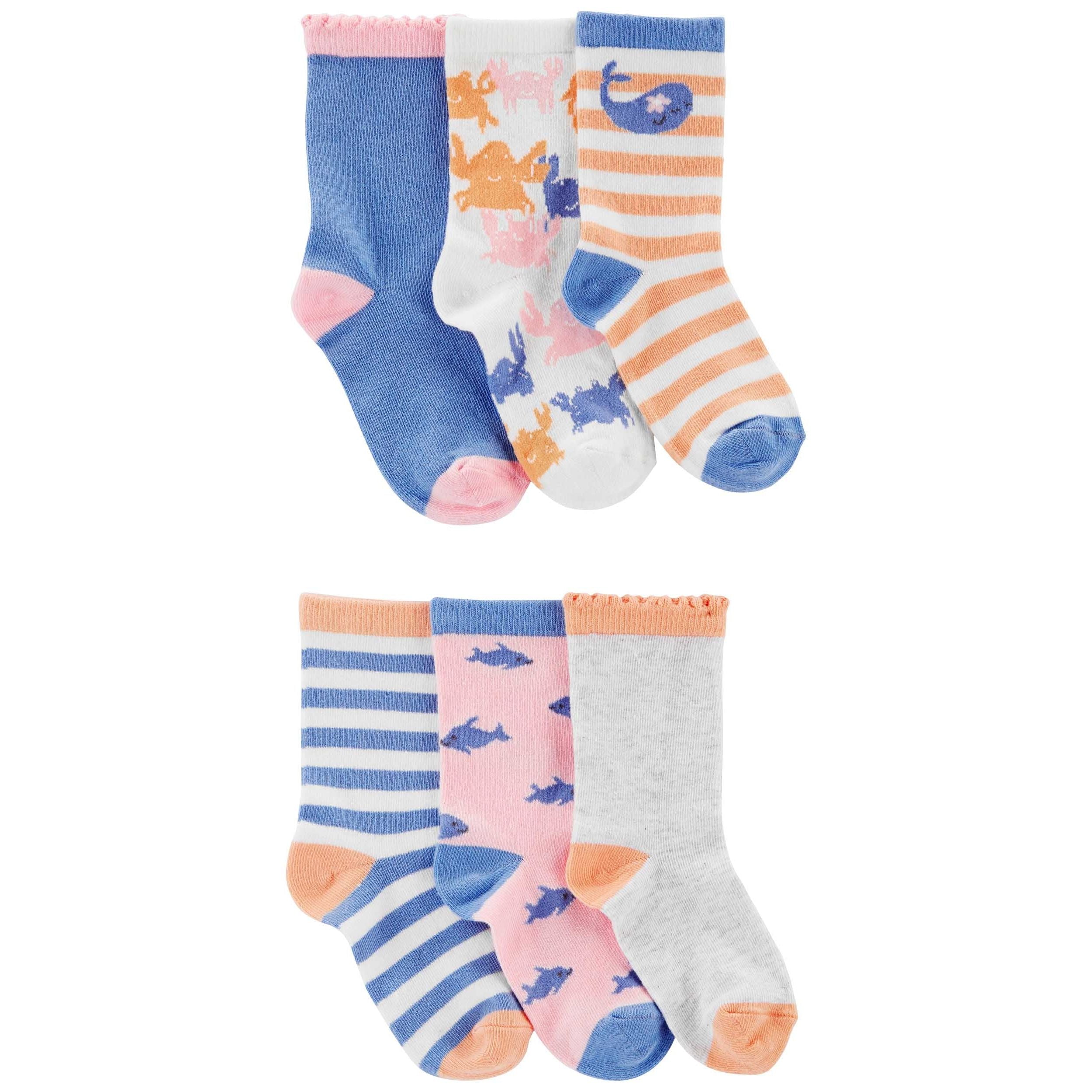 Carters Toddler Girls 6 Pack Striped Printed Socks Set Multicolor 3N111410