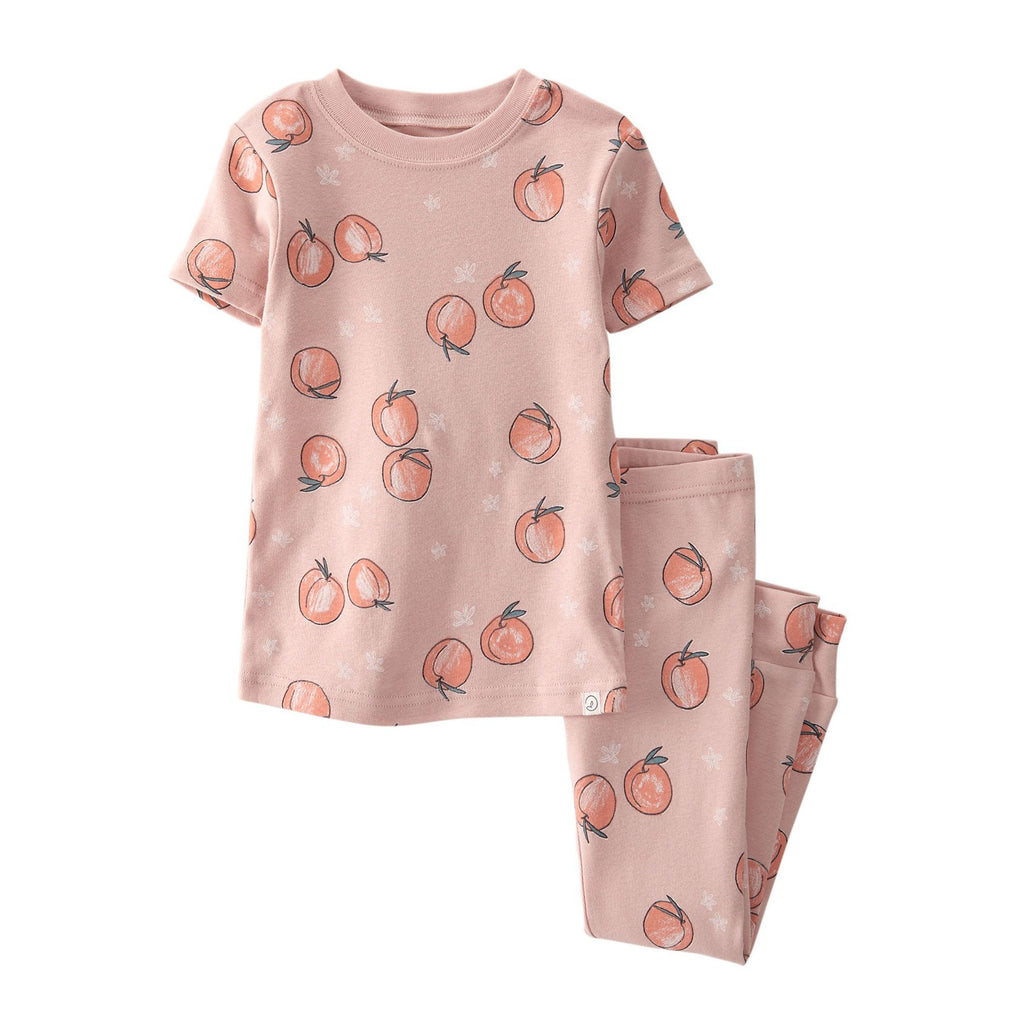 Carters Toddler Girls Little Planet Peach Printed Snug Fit Organic Long Sleeve Pajamas Set Pink 2N138010