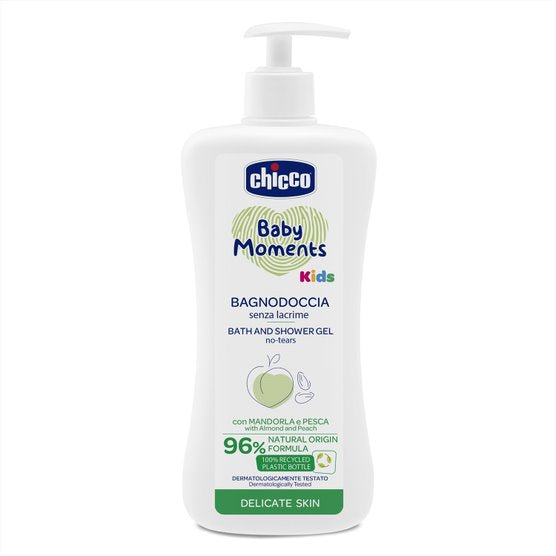 Chicco Baby Moments Bath and Shower Gel No-Tears for Kids Delicate Skin 500ml Age- Newborn & Above