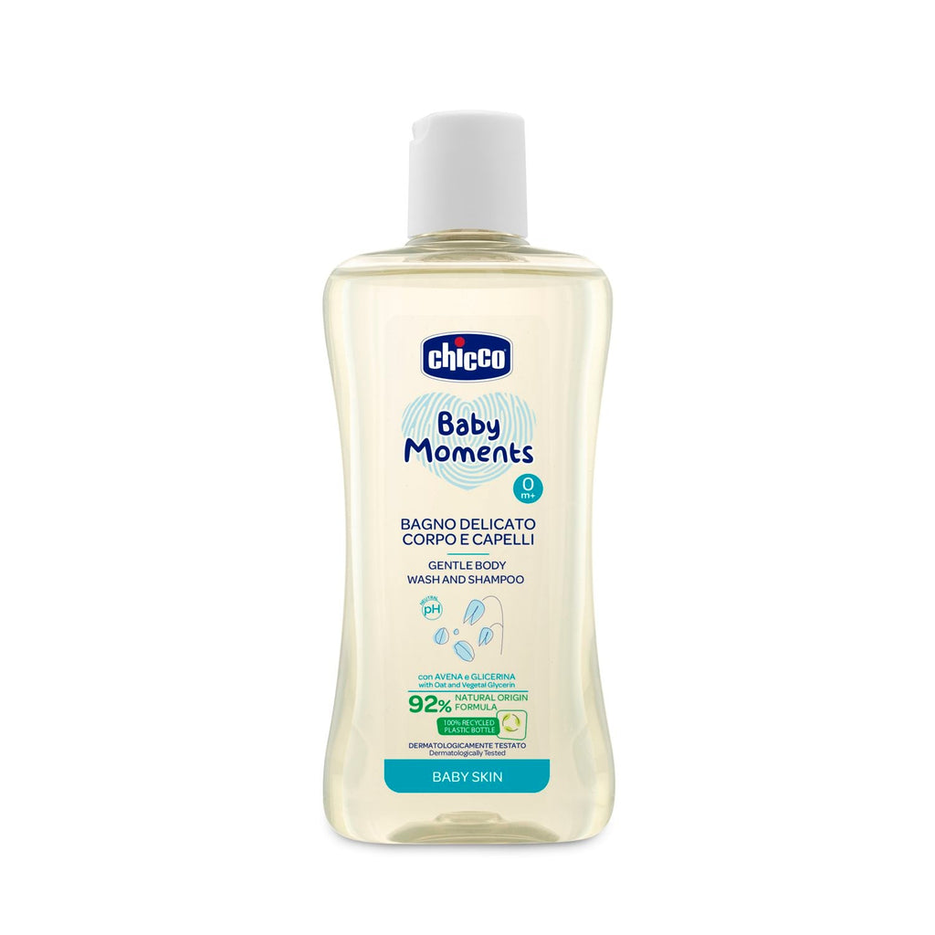 Chicco Baby Moments Gentle Body Wash and Shampoo for Babies 200ml Age- Newborn & Above