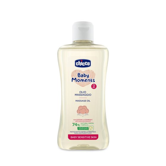 Chicco Baby Moments Massage Oil for Baby Sensitive Skin 200ml Age- Newborn & Above