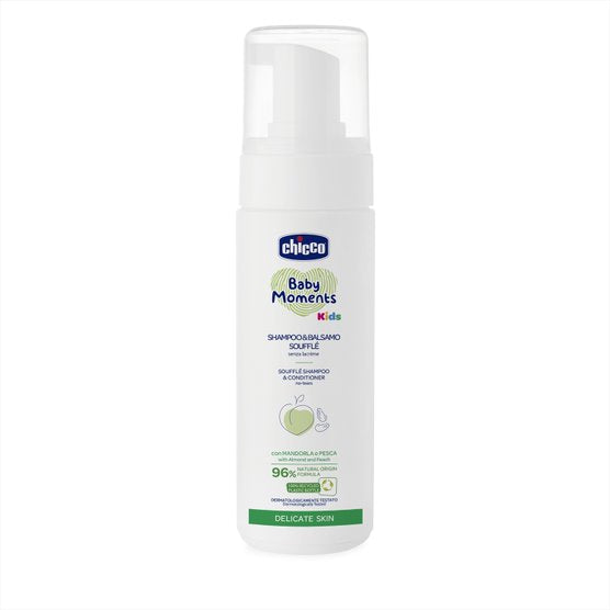 Chicco Baby Moments Soufflè Shampoo & Conditioner No-Tears for Kids Delicate Skin 150ml Age- Newborn & Above