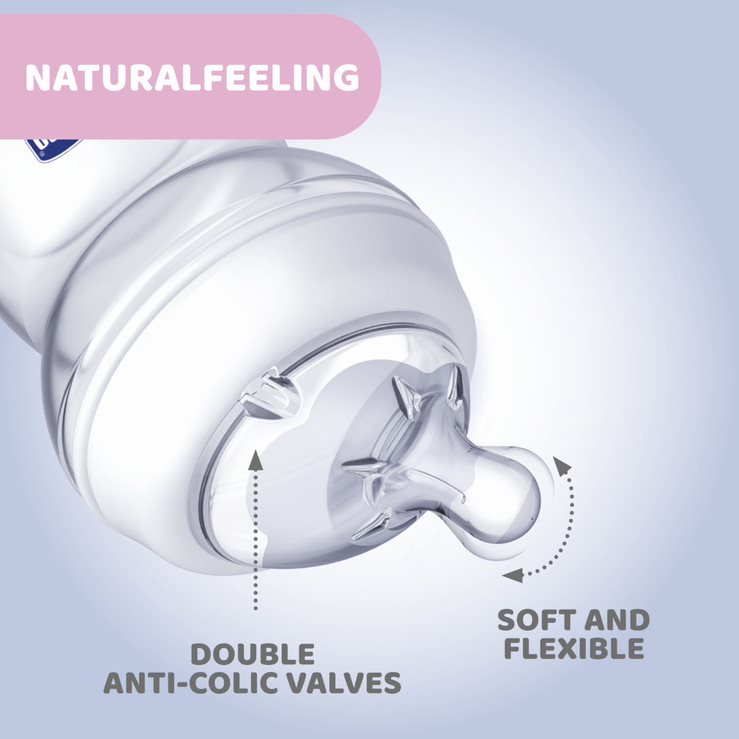 Chicco First Starter Feeding Bottles Set Large Transparent/White Age- Newborn & Above