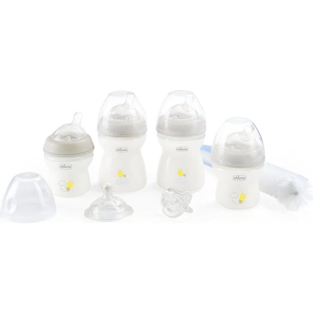 Chicco First Starter Feeding Bottles Set Large Transparent/White Age- Newborn & Above