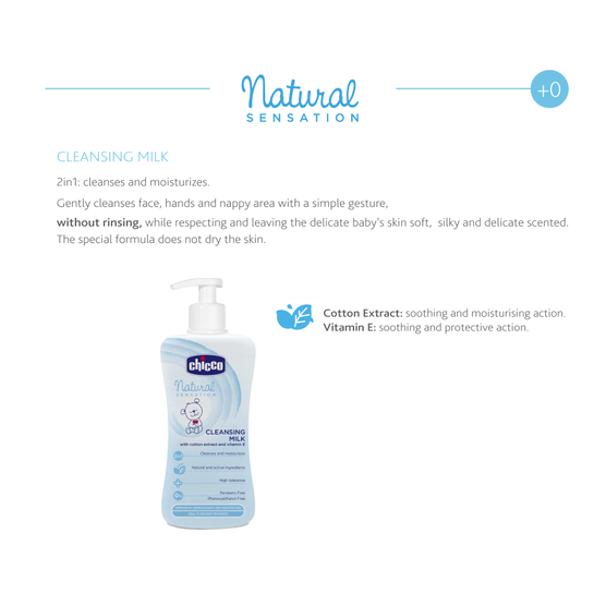 Chicco Natural Sensation Cleansing Milk 300ml Age- Newborn & Above