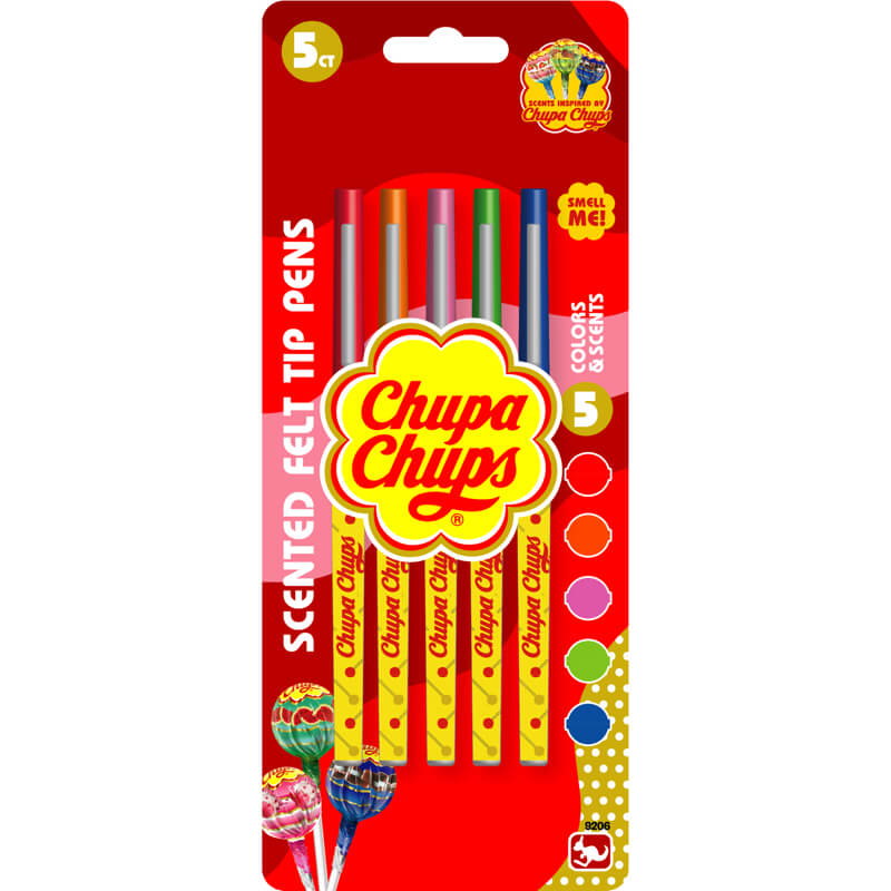 Chupa Chups Scented Felt Tip Pens (Pack of 5) Multicolor Age-3 Years & Above