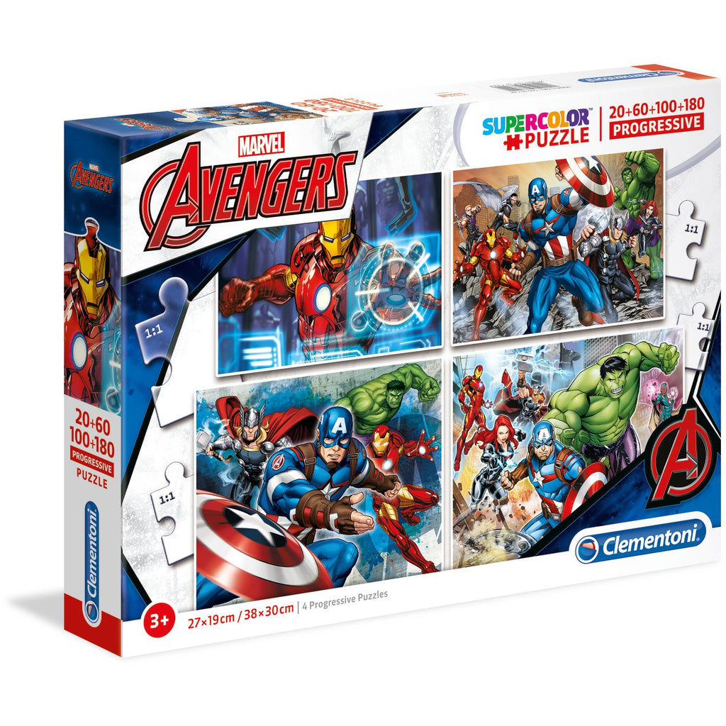 Clementoni 4 in 1 Progressive Marvel Avengers Puzzle 20,60,100,180 Pieces Age- 3 Years & Above