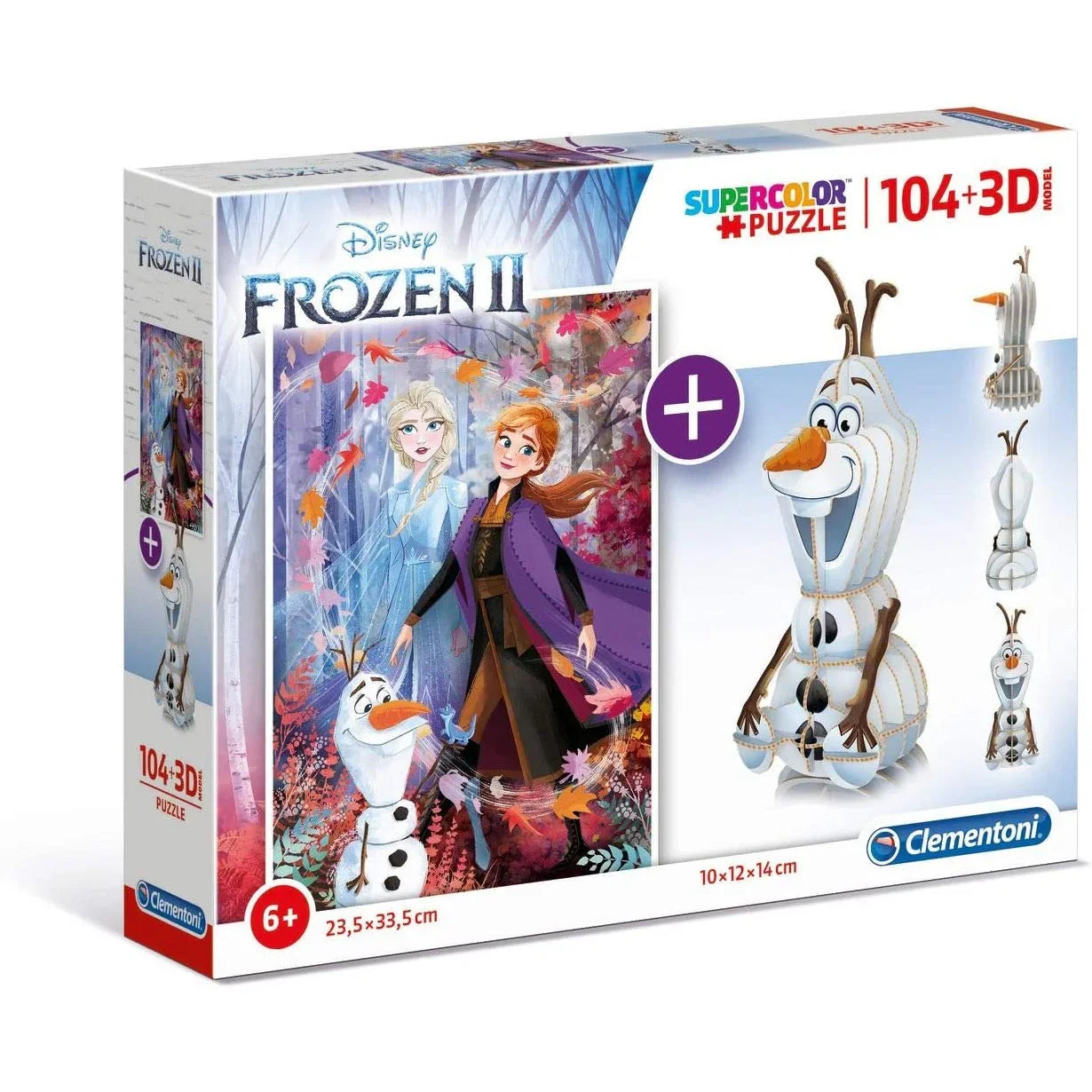Clementoni Supercolor Frozen II Puzzle 104 Pieces + 3D Model Age- 6 ...