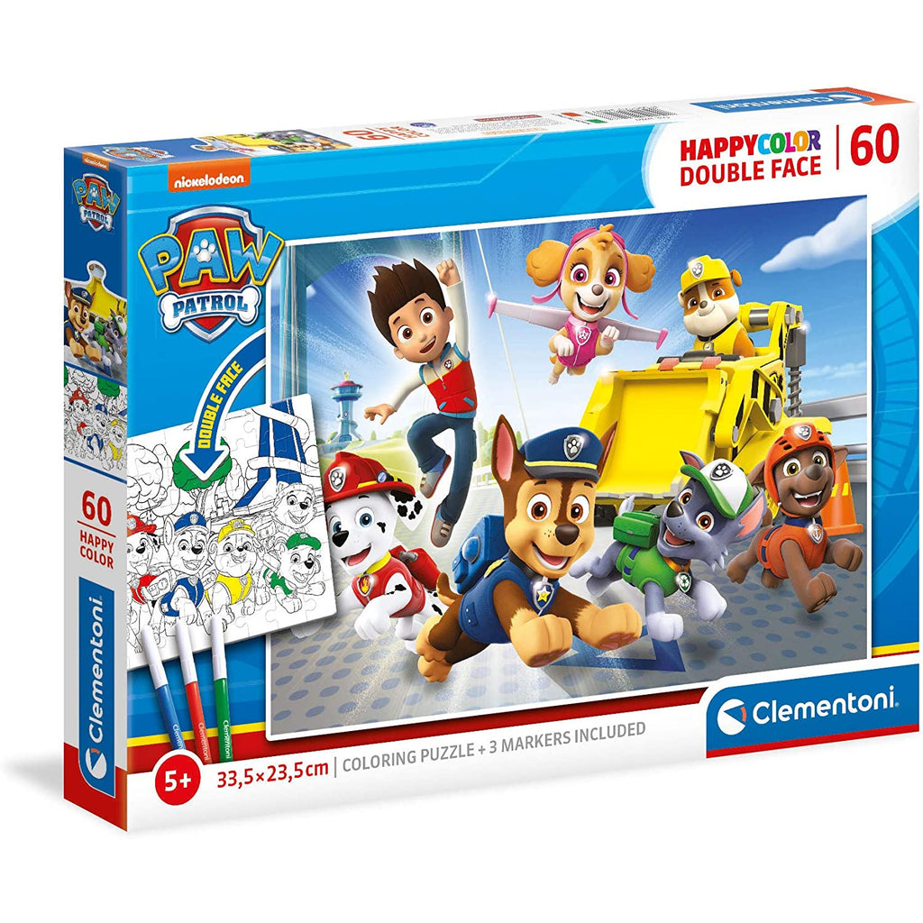 Clementoni Happycolor Double Face Paw Patrol Puzzle 60 Pieces Age- 5 Years & Above