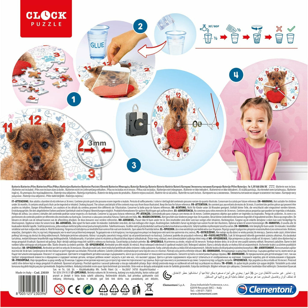 Clementoni Puppy Clock Supercolor Puzzle 96 Pieces 6Y+