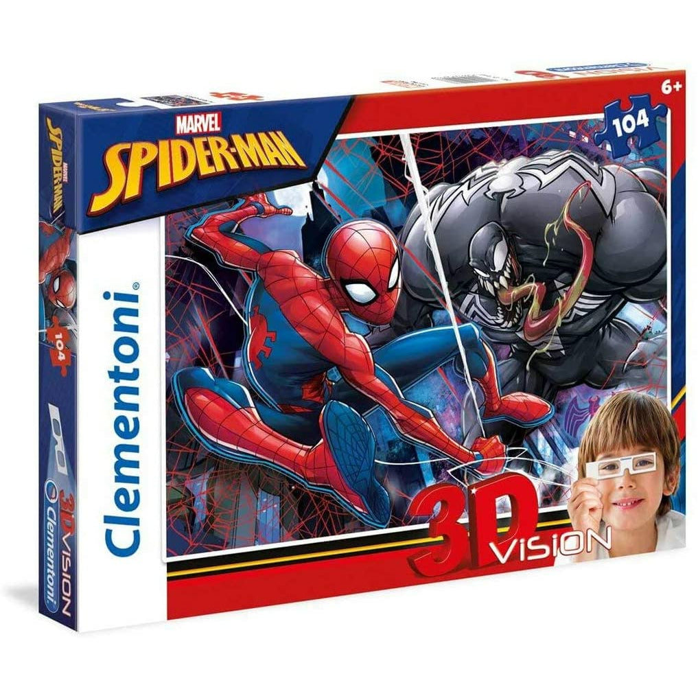 Clementoni Spider-Man 3D Vision Puzzle 104 Pieces Multicolor Age-3 Years & Above