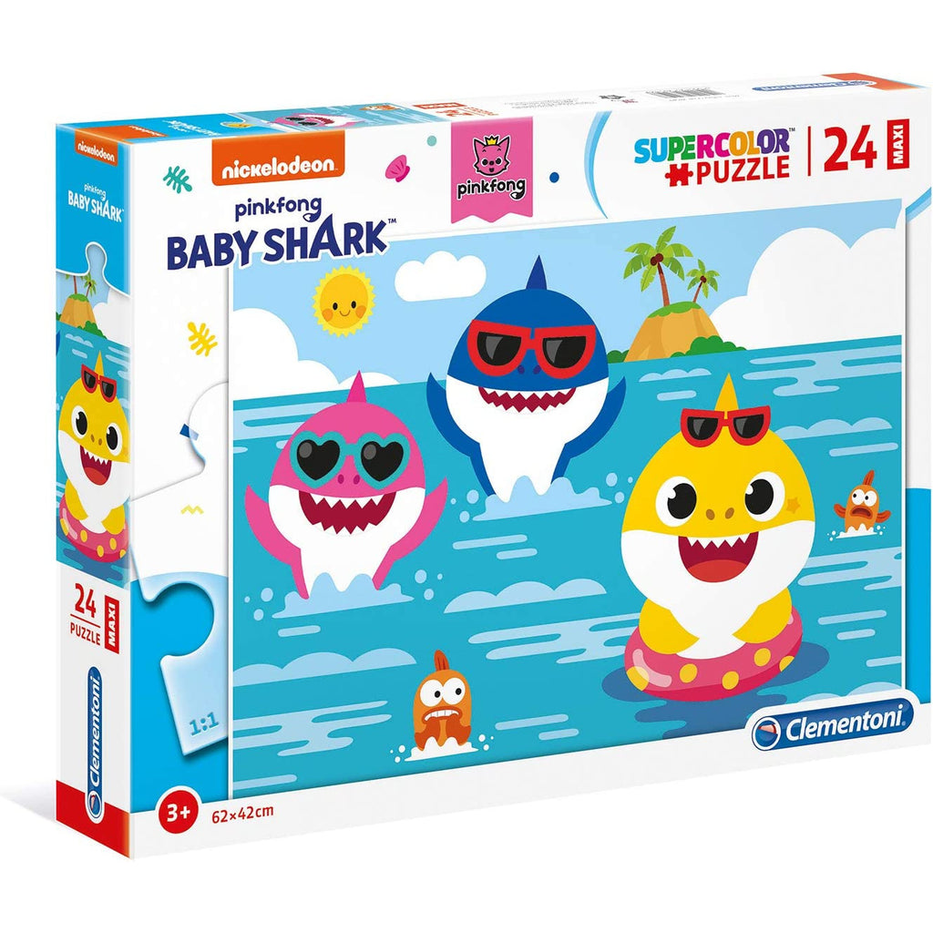 Clementoni Supercolor Baby Shark Maxi Puzzle 24 Pieces Age- 3 Years & Above