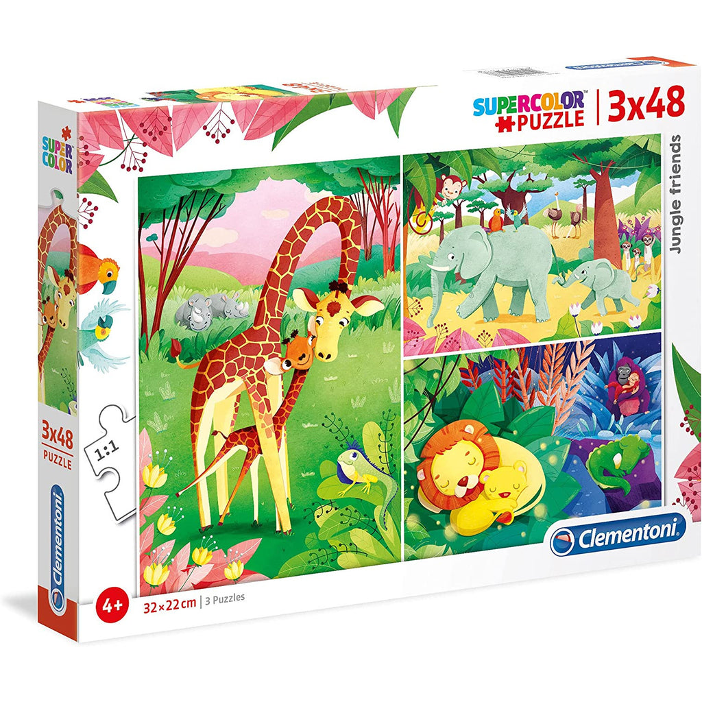Clementoni Supercolor Jungle Friends Puzzle 3 X 48 Pieces Age- 4 Years & Above