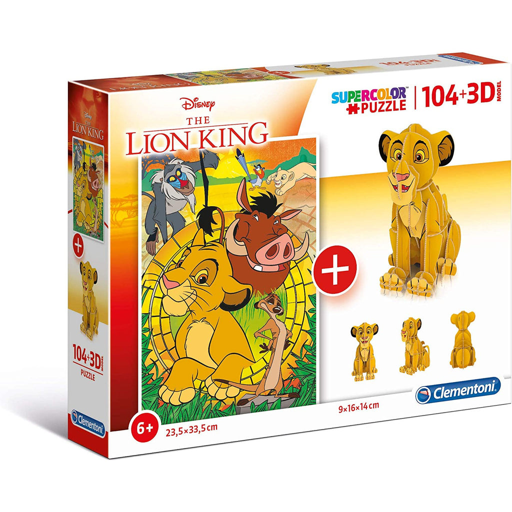 Clementoni Supercolor Lion King Puzzle 104 Pieces + 3D Model Age- 6 Years & Above