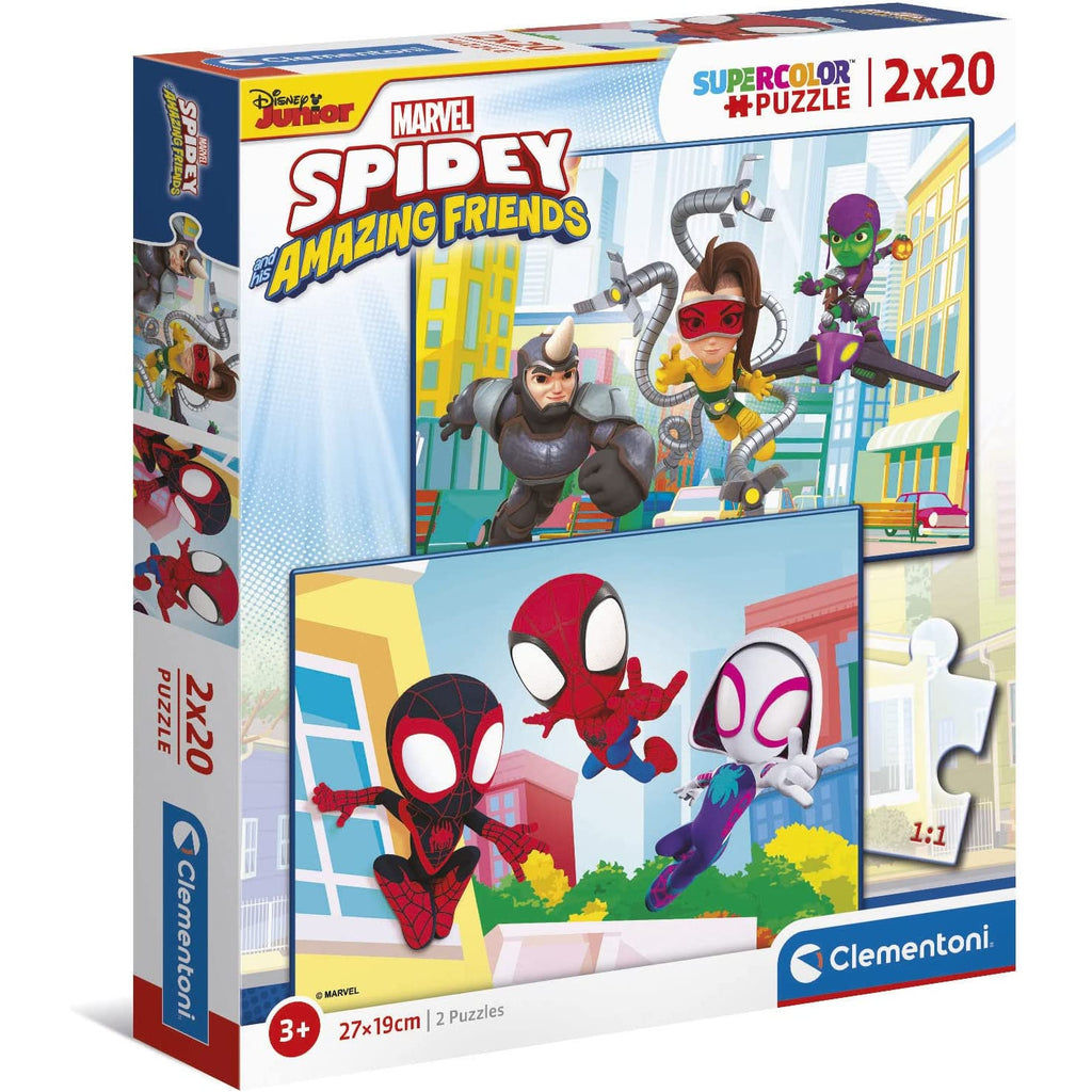 Clementoni Supercolor Spidey and his Amazing Friends Puzzle 2 X 20 Pieces Age- 3 Years & Above