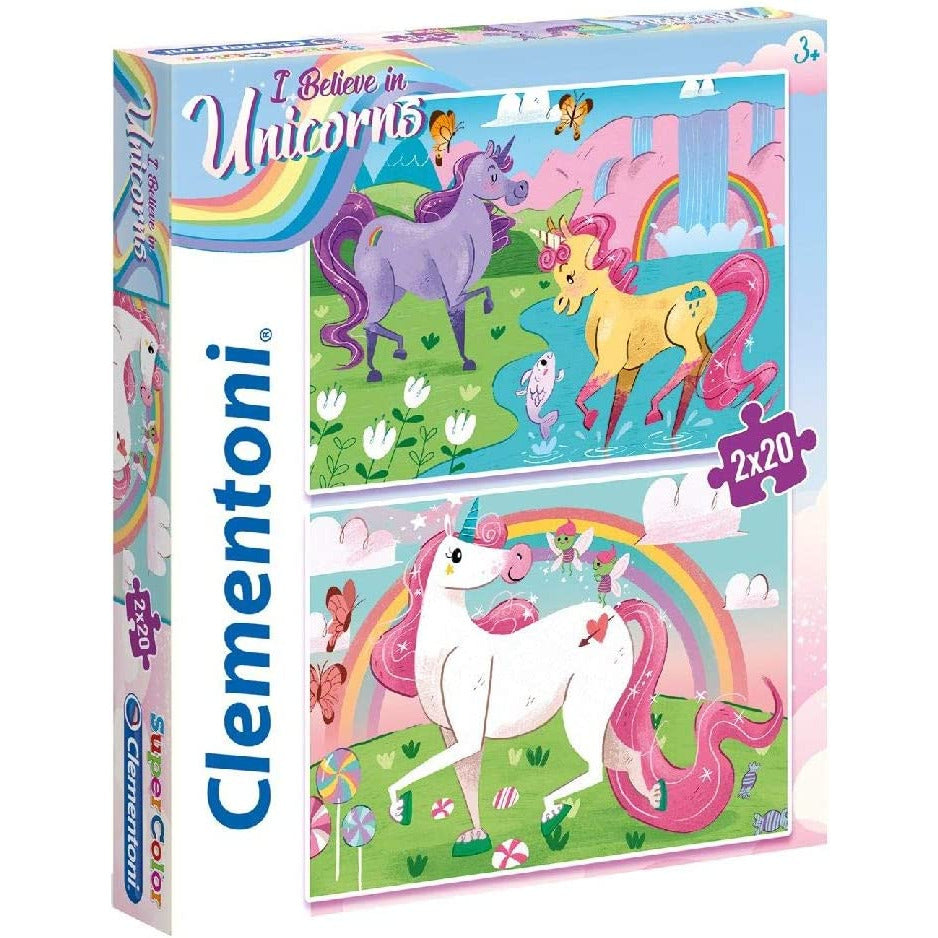 Clementoni Supercolor Unicorn Brilliant Puzzle 2 X 20 Pieces Age- 3 Years & Above