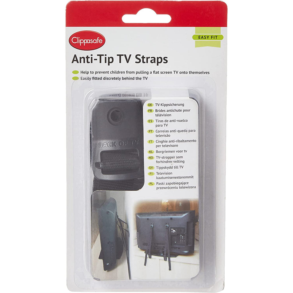 Clippasafe Anti-Tip Tv Straps - Black Age- Newborn to 24 Months