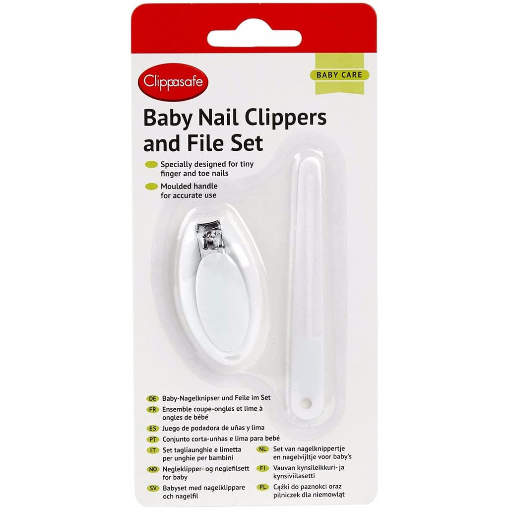 Clippasafe Baby Nail Clippers & File Set White Age- Newborn to 12 Months