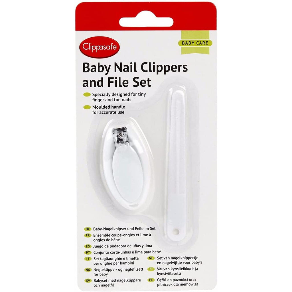 Clippasafe Baby Nail Clippers & File Set White Age- Newborn to 12 Months