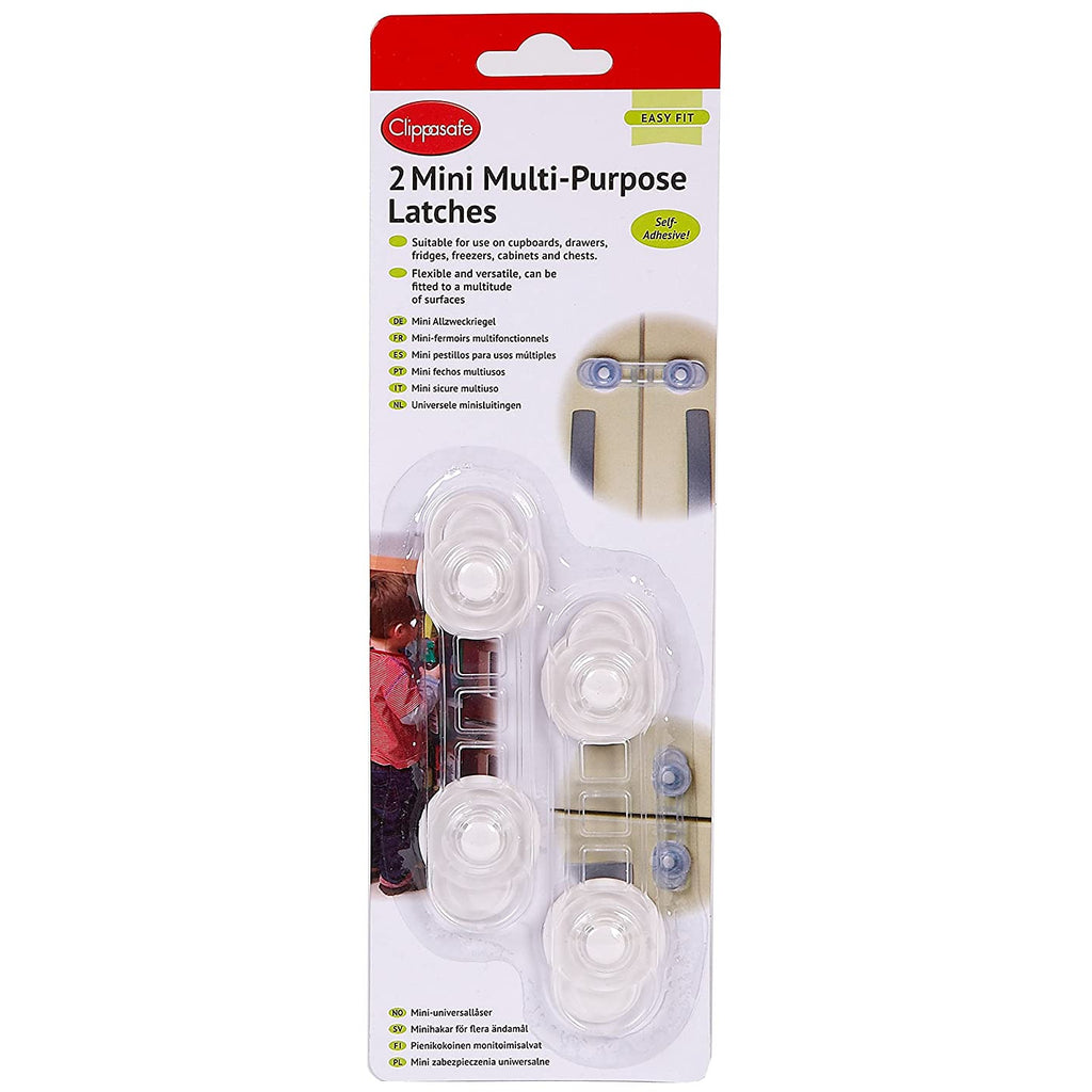 Clippasafe Mini Multi-Purpose Latches - 2 Pcs/Pack Age- Newborn to 24 Months