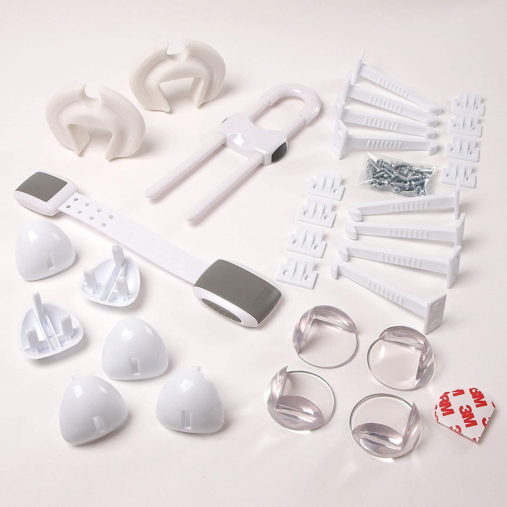 Clippasafe Safety Starter Pack (Uk Socket Covers) (22 Pcs) - New White White/Grey Transparent Age- Newborn to 36 Months