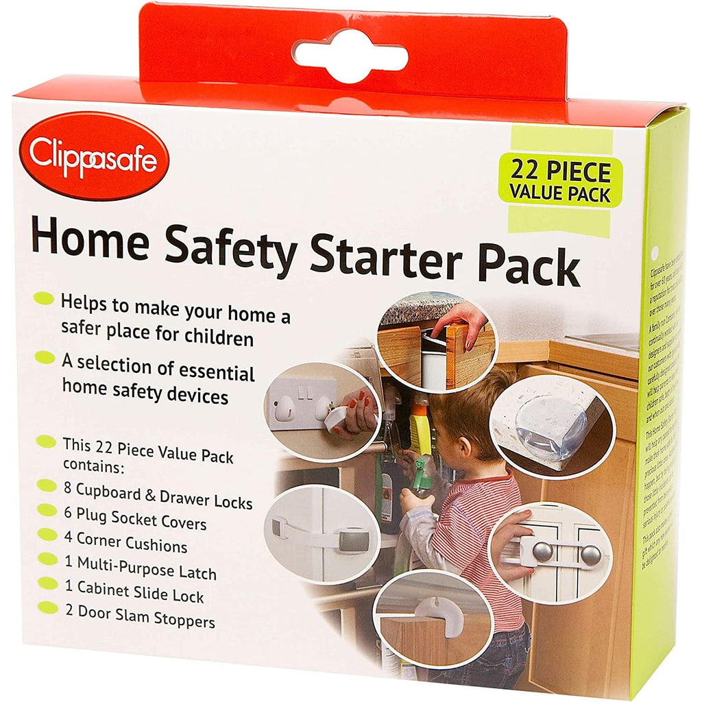 Clippasafe Safety Starter Pack (Uk Socket Covers) (22 Pcs) - New White White/Grey Transparent Age- Newborn to 36 Months