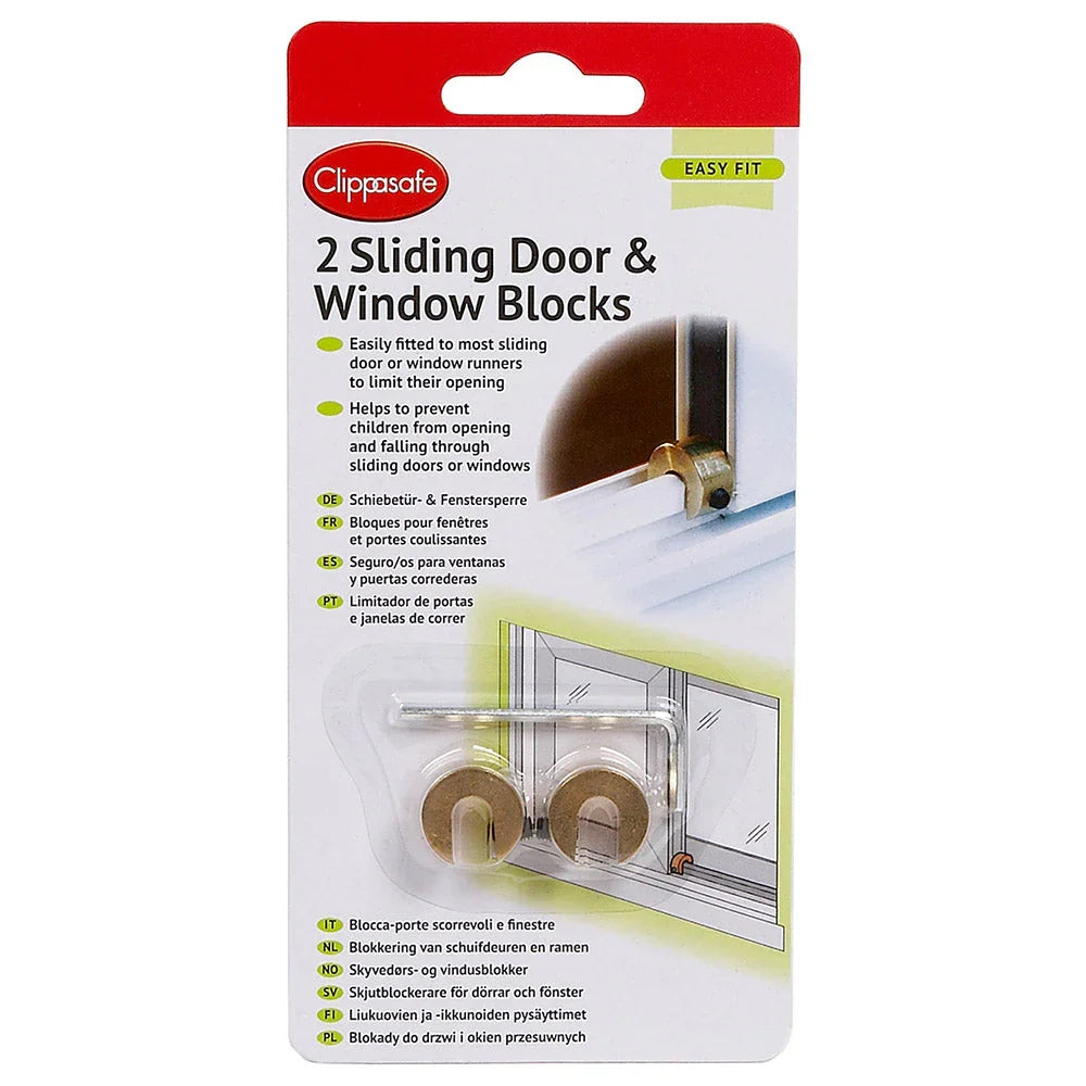 Clippasafe Sliding Door & Window Blocks - 2 Pcs/Pack (Brass) Age ...