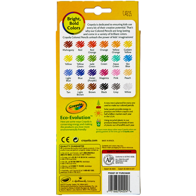 Crayola Colored Pencil 24 Long Pencils