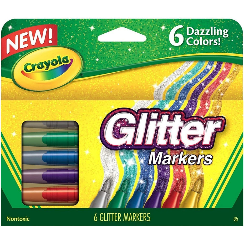 Crayola Glitter Markers Assorted Colours 6 Pieces (58-8629)