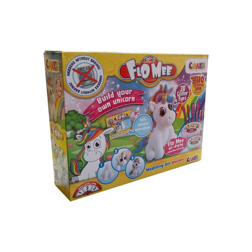 Craze Flo Mee Build your Own Unicorn Modellier Set with 7 Different Colors and 3D Glitter Eyes Multicolour
