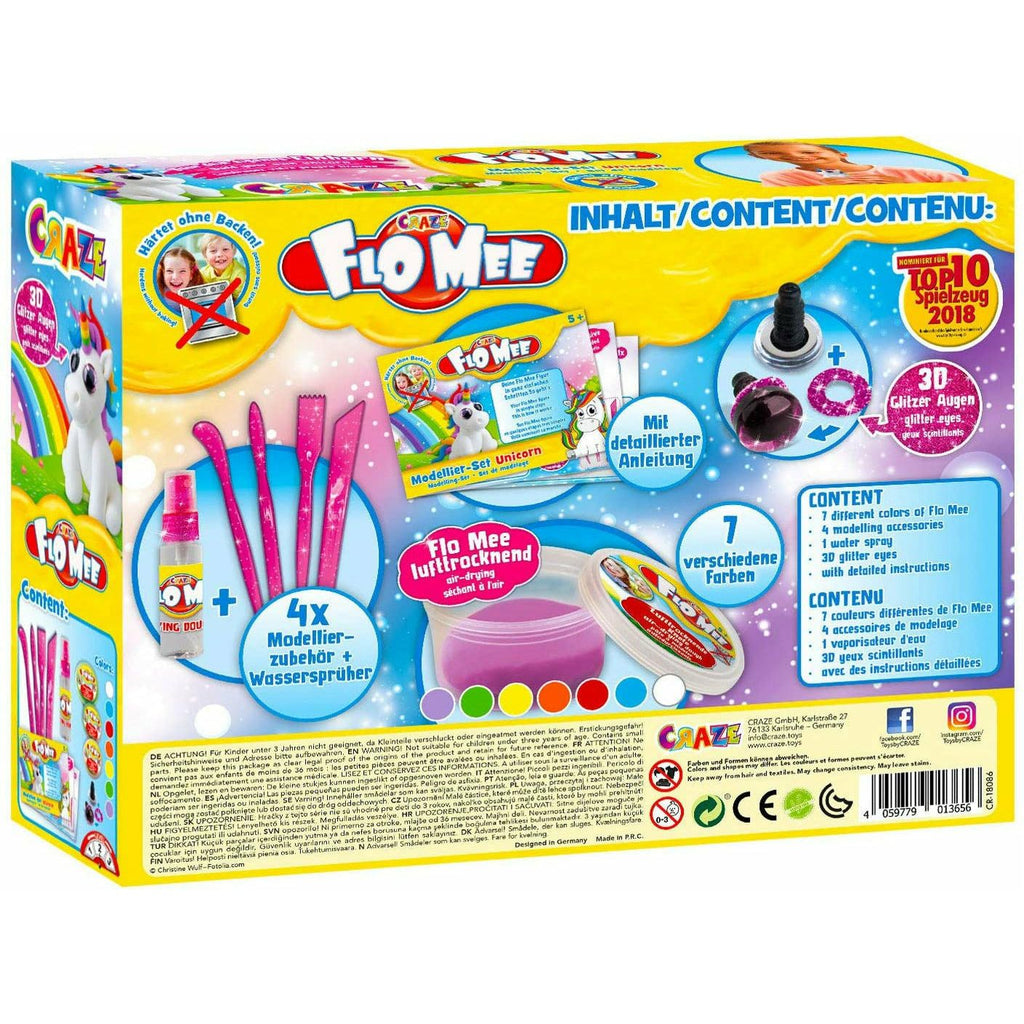 Craze Flo Mee Build your Own Unicorn Modellier Set with 7 Different Colors and 3D Glitter Eyes Multicolour Age-5 Years & Above