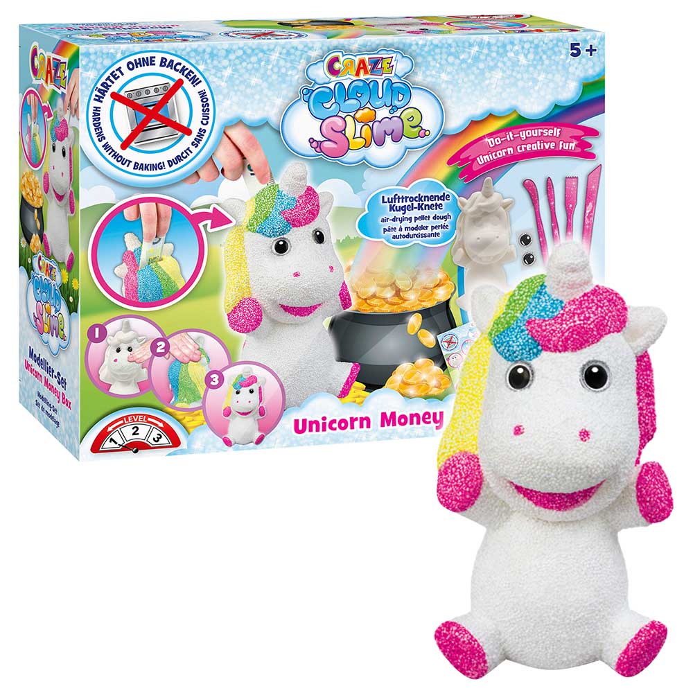 Craze Money Box Do It Yourself Unicorn Themed Modellier Set with 5 Cloud Slime Colors Multicolour Age-5 Years & Above