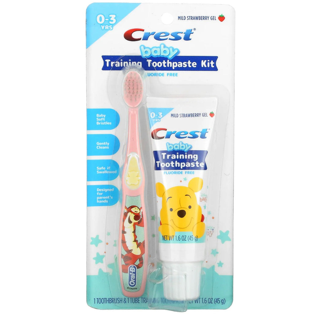 Crest Baby Training Toothpaste and Toothbrush Kit, Disney Winnie the Pooh, Mild Strawberry Gel 0 - 3Y
