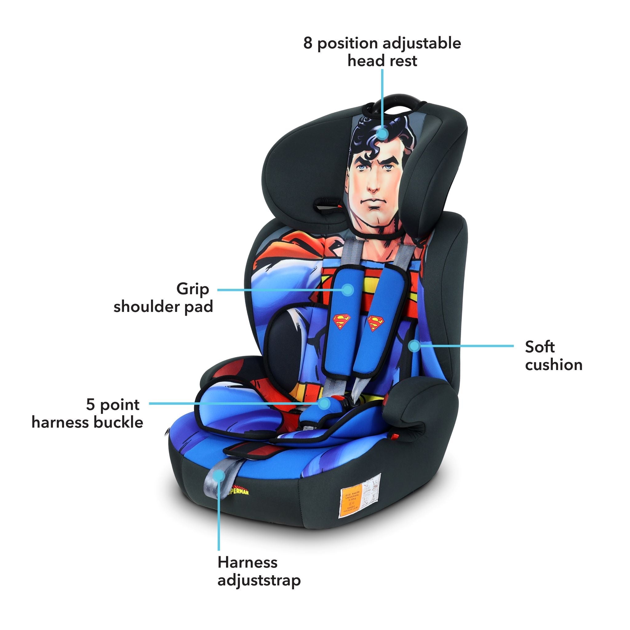 DC Comics Superman Baby Kids 3 In 1 Car Seat Booster Seat