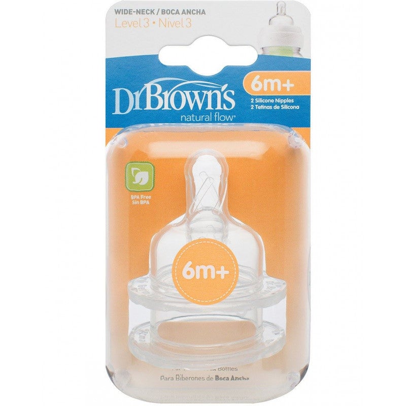Dr Brown's Level 3 Wide Neck Nipple 2 Pack 6m+
