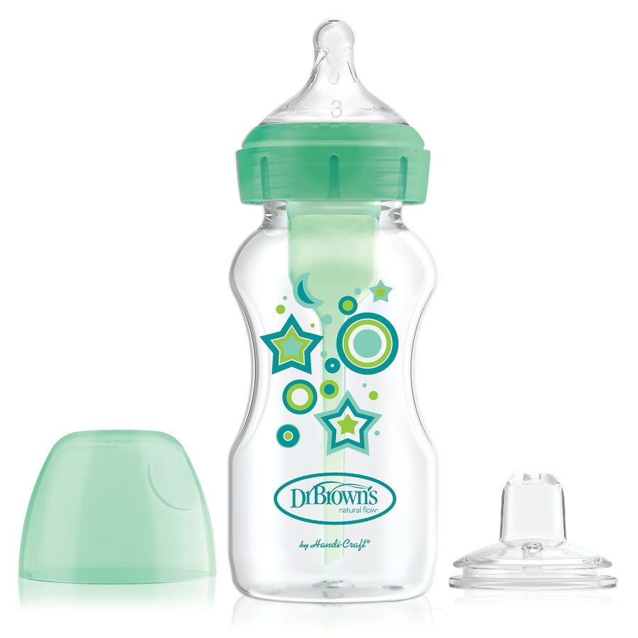 Dr Brown's Wide-Neck Sippy Bottle Start Kit Green Star 270ml 6m+