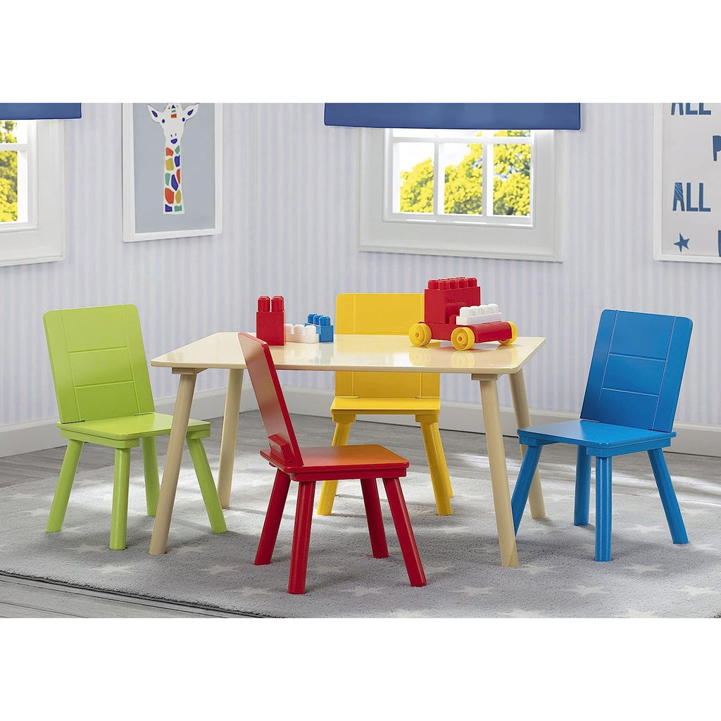 Delta Furniture Kids Table and 4 Chair Set Natural/Primary Age- 2 Years & Above