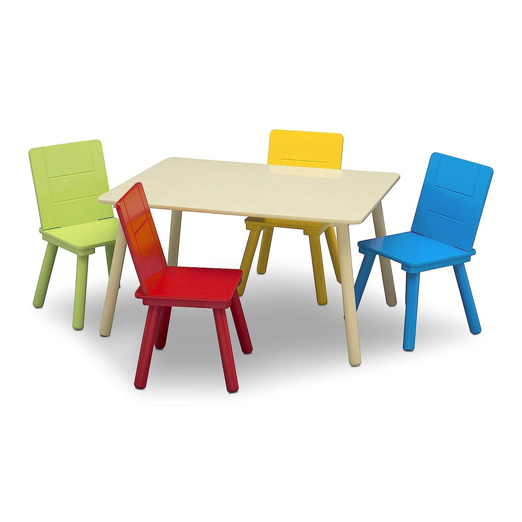 Delta Furniture Kids Table and 4 Chair Set Natural/Primary Age- 2 Years & Above