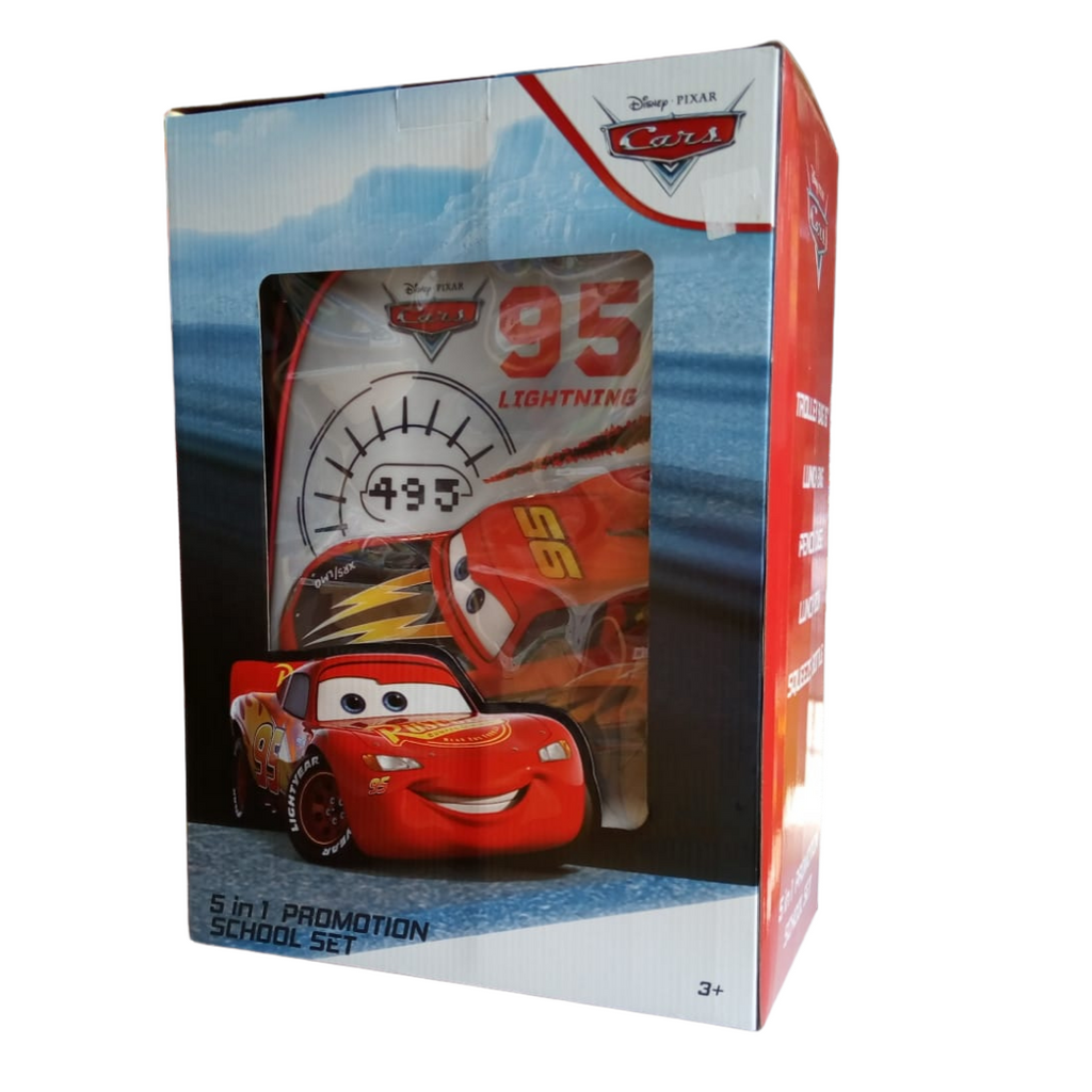Disney Cars 5 In 1 16" Trolley, Pencil Case, Water Bottle, Lunch Bag, Lunch Box Kids
